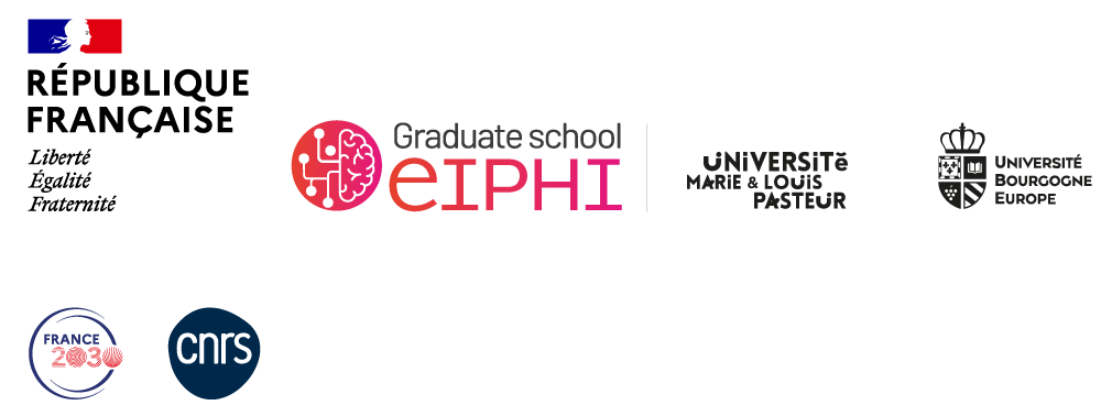 Logos républilque française, graduate school eiphi, université marie et louis pasteur, université bourgogne europe, france 2030, cnrs